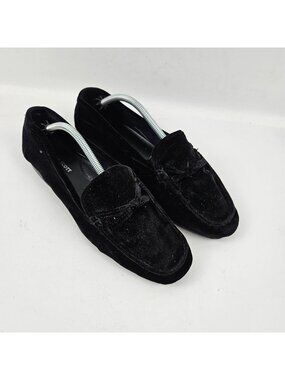 Karen Scott Womens Loafers 8.5M Black Velvet Bow Accent Wendy Flats Comfort